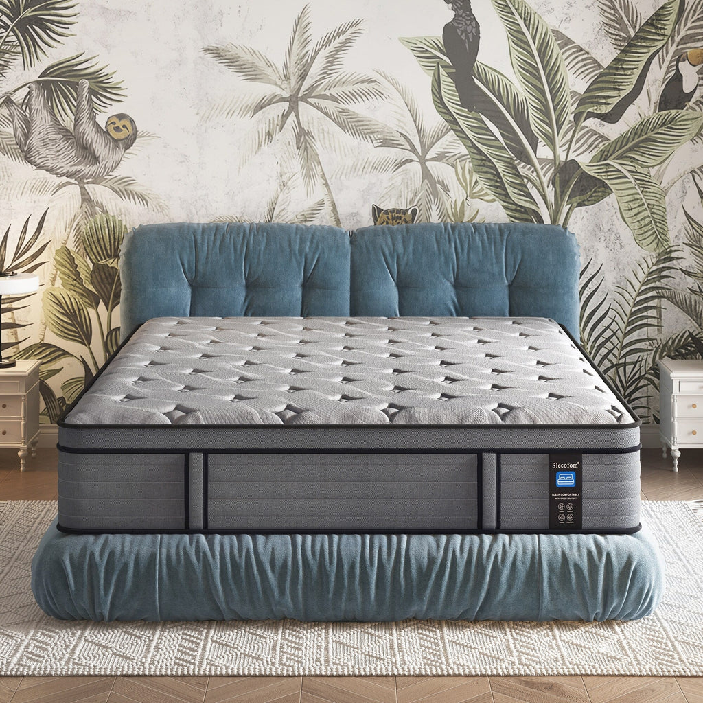 Matelas hybride en mousse à mémoire de forme ferme Euro Top de 14 pouces, livré dans une boîte