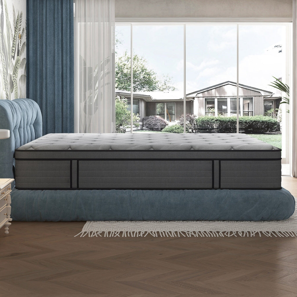 Matelas hybride en mousse à mémoire de forme ferme Euro Top de 14 pouces, livré dans une boîte