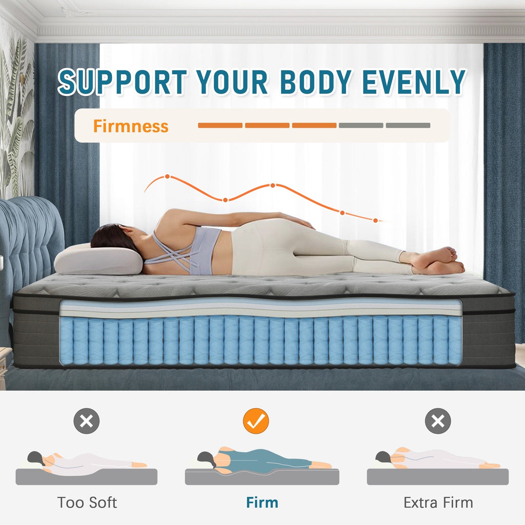 Matelas hybride en mousse à mémoire de forme ferme Euro Top de 14 pouces, livré dans une boîte