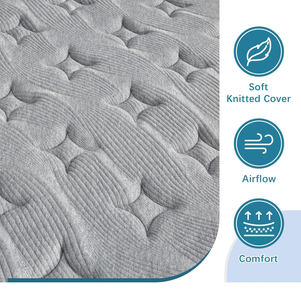 Matelas hybride en mousse à mémoire de forme ferme Euro Top de 14 pouces, livré dans une boîte