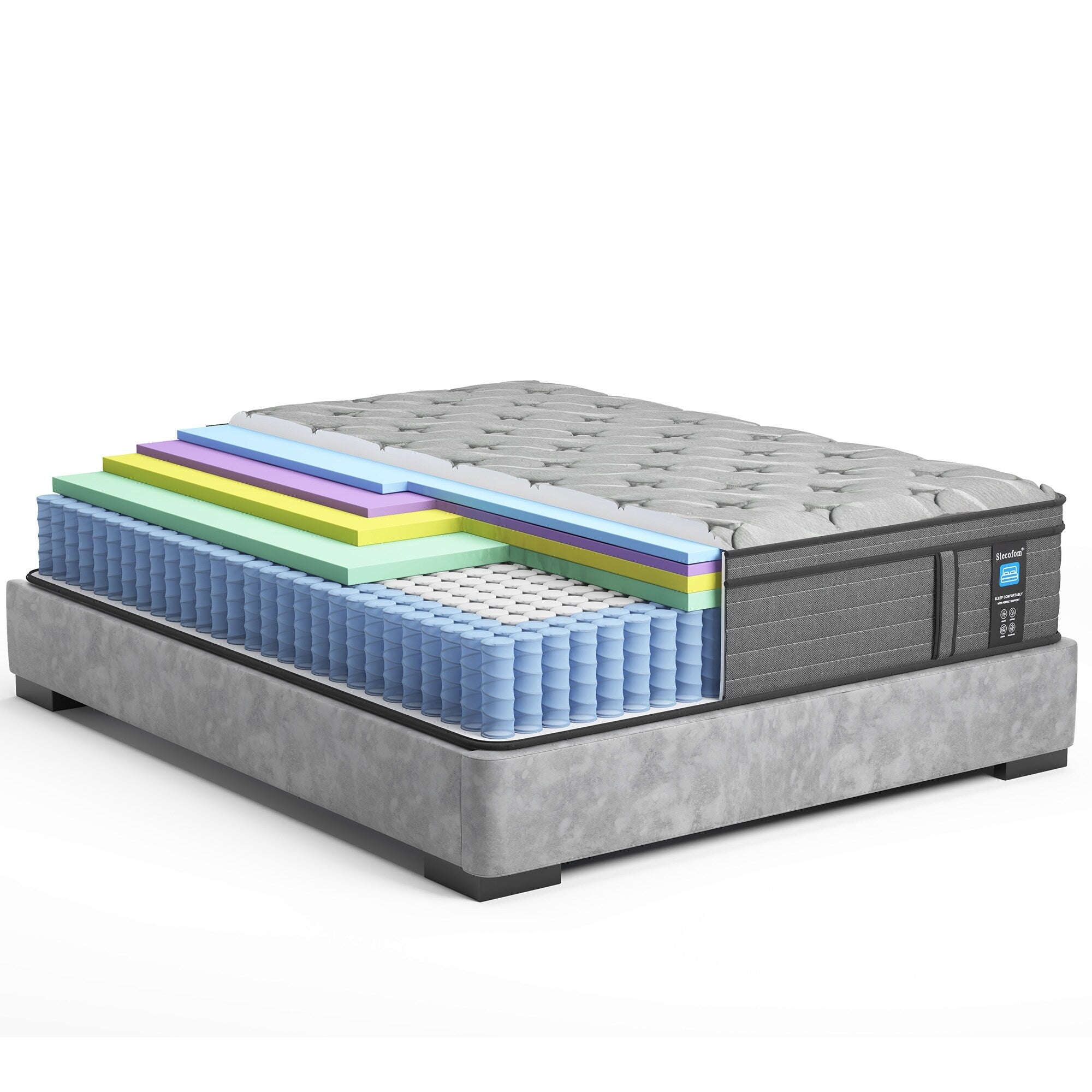 Matelas hybride en mousse à mémoire de forme ferme Euro Top de 14 pouces