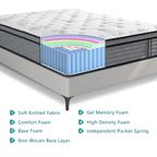 Matelas hybride en mousse à mémoire de forme Cool Gel de 14 pouces, ferme, pour petites chambres