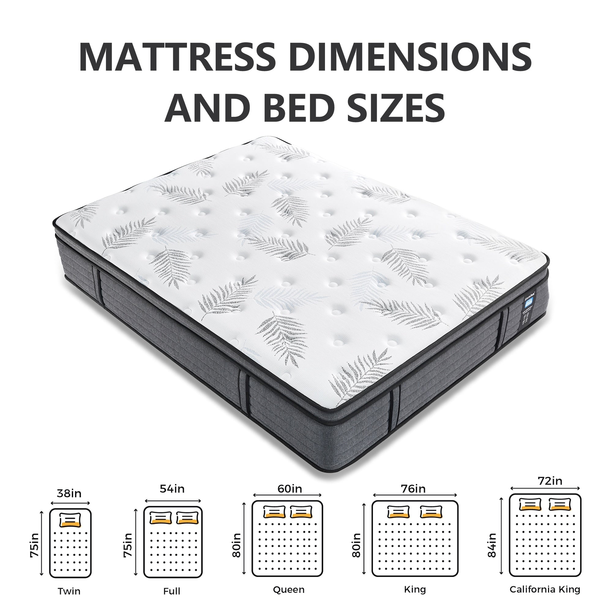 Matelas hybride en mousse à mémoire de forme Cool Gel de 14 pouces, ferme, pour petites chambres