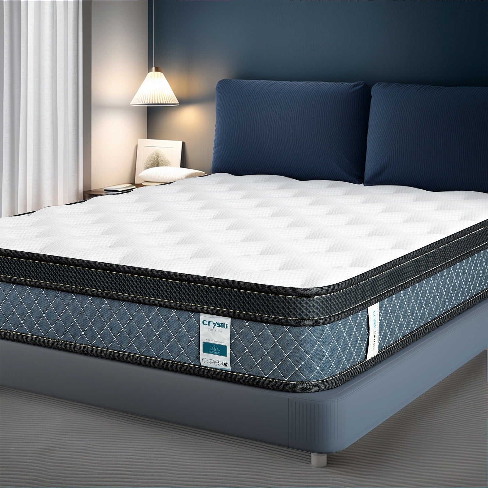Matelas hybride en mousse à mémoire de forme et gel mi-ferme de 14 pouces avec ressorts ensachés