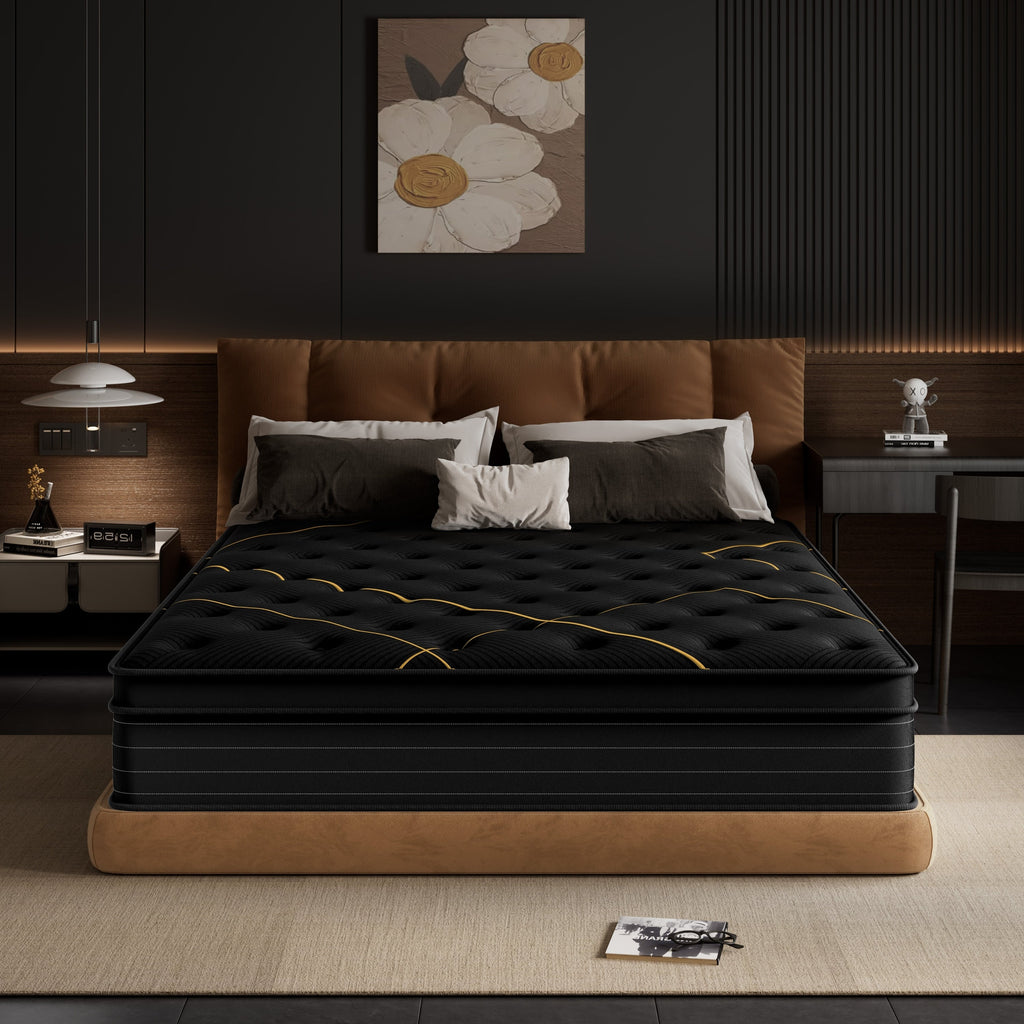 Matelas hybride en mousse à mémoire de forme avec gel moelleux de 14 pouces et ressorts ensachés