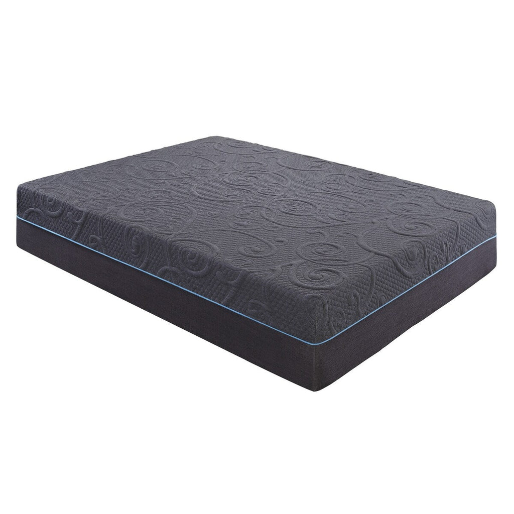 Matelas hybride en mousse à mémoire de forme infusée de gel, 14 pouces, gris foncé, matelas dans une boîte, fermeté moyenne.