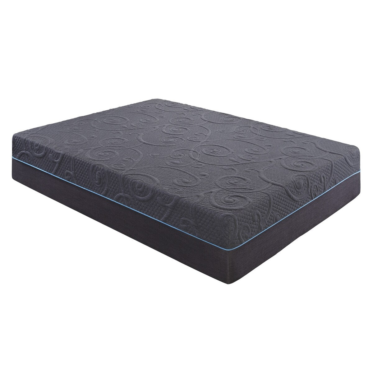 Matelas hybride en mousse à mémoire de forme infusée de gel, 14 pouces, gris foncé, matelas dans une boîte, fermeté moyenne.