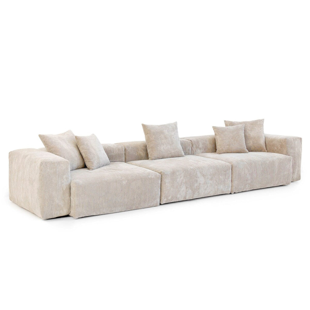 Canapé sectionnel modulaire en velours côtelé 141,73 avec coussin épais, canapé convertible à assise profonde pour salon