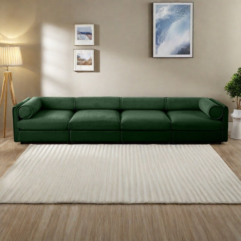 Canapé modulaire sectionnel 4 places en chenille 142,5 avec rangement et dossier cylindrique