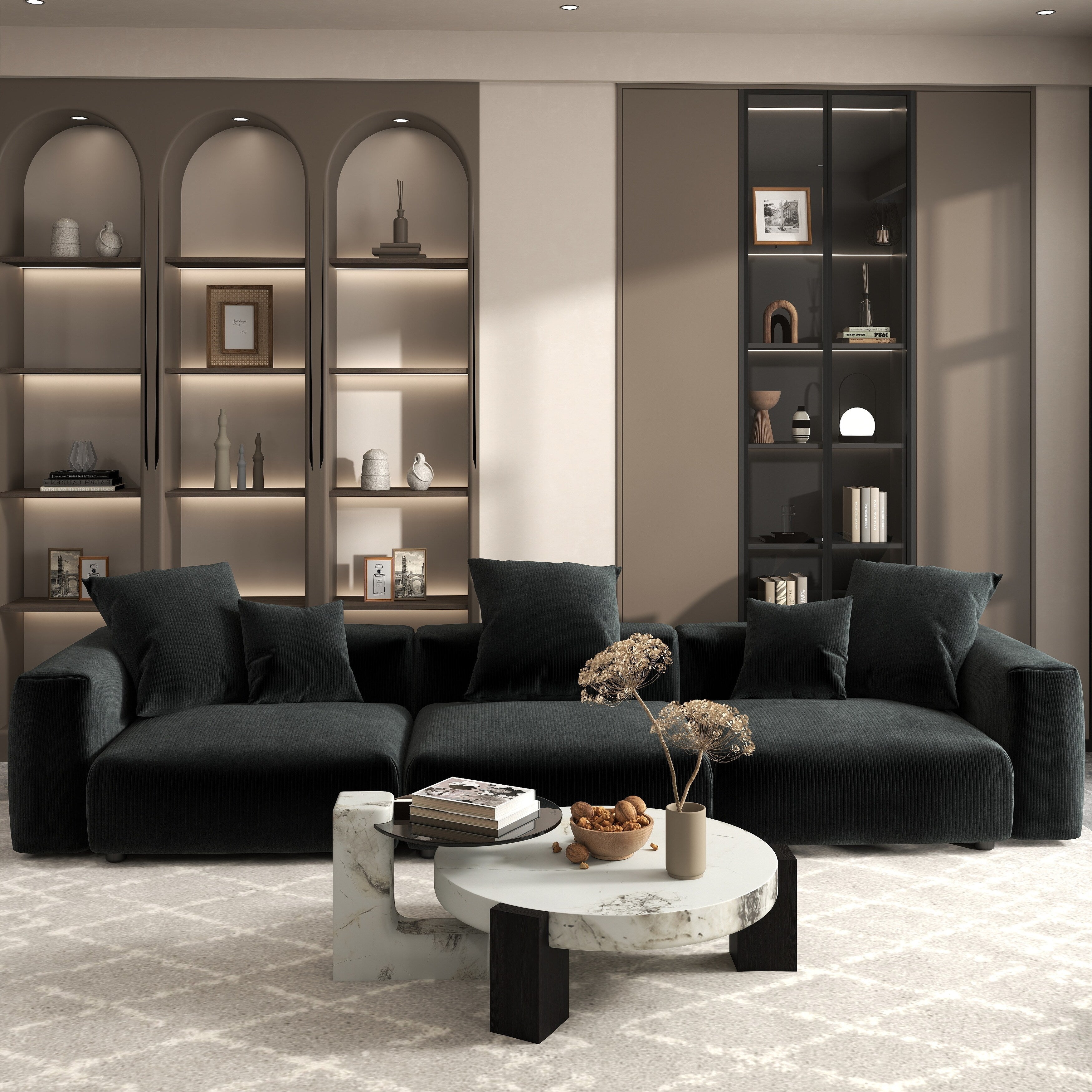 Canapé sectionnel contemporain en velours côtelé 142 Canapé profond classique