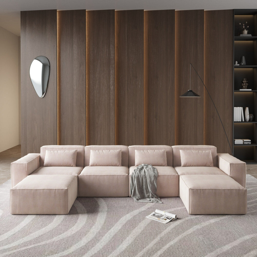 Canapé sectionnel modulaire en U 149, canapé rembourré 6 places, combinaison libre