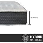 Matelas hybride de luxe 14 pouces avec revêtement en mousse, support de bord robuste, mousse haute densité, dessus matelassé moelleux, noir