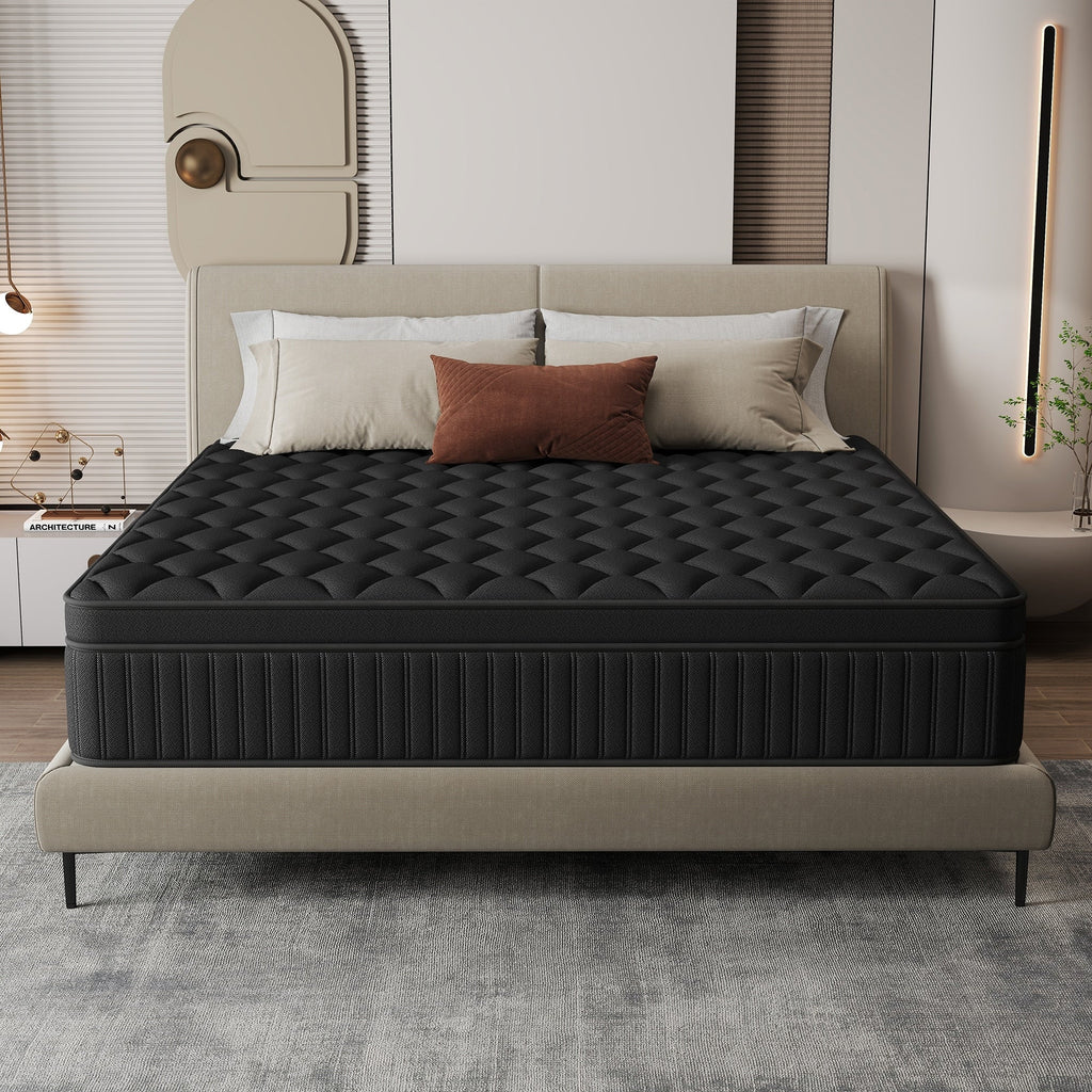 Matelas hybride à ressorts ensachés de taille moyenne, livré dans une boîte