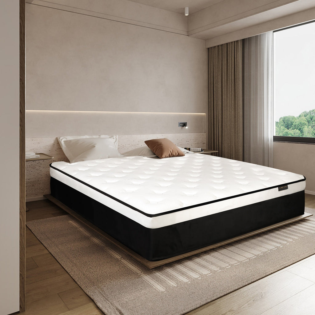 Matelas hybride à ressorts ensachés de taille moyenne pour lit simple, Euro Top