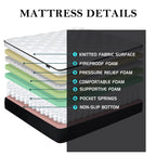 Matelas hybride à ressorts ensachés de taille moyenne pour lit simple, Euro Top