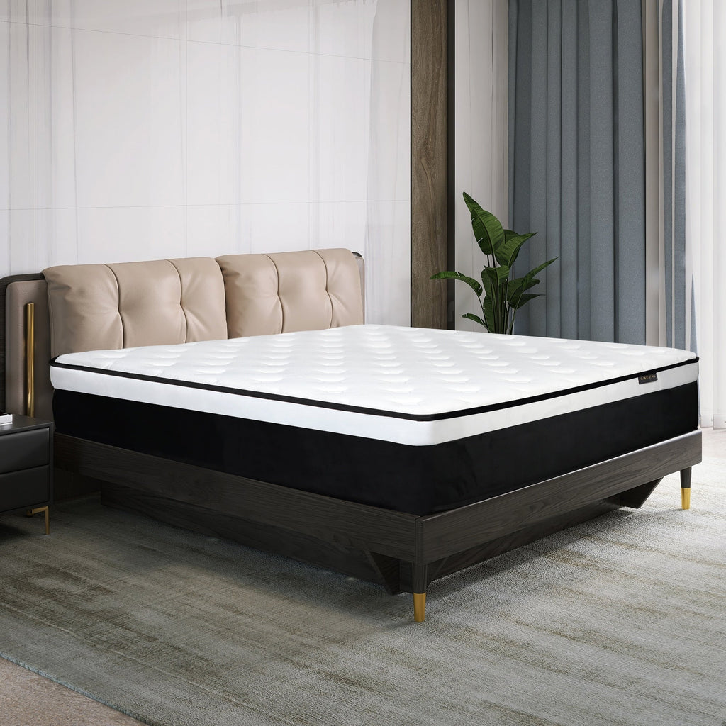 Matelas hybride à ressorts ensachés de taille moyenne pour lit simple, Euro Top