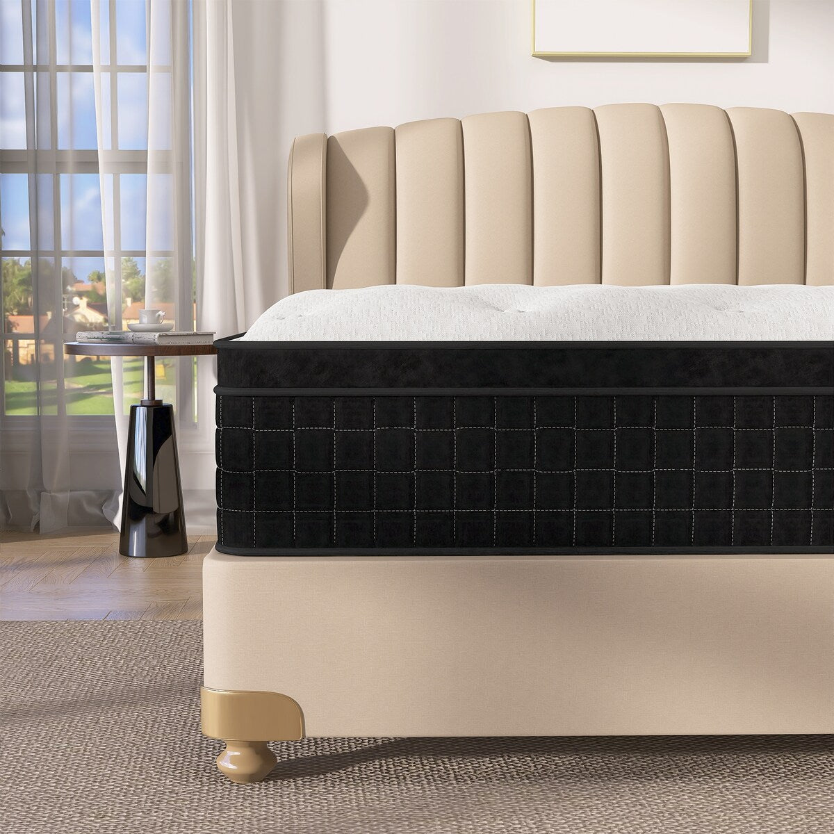 Matelas hybride mi-ferme à plateau-coussin de 14 po dans une boîte