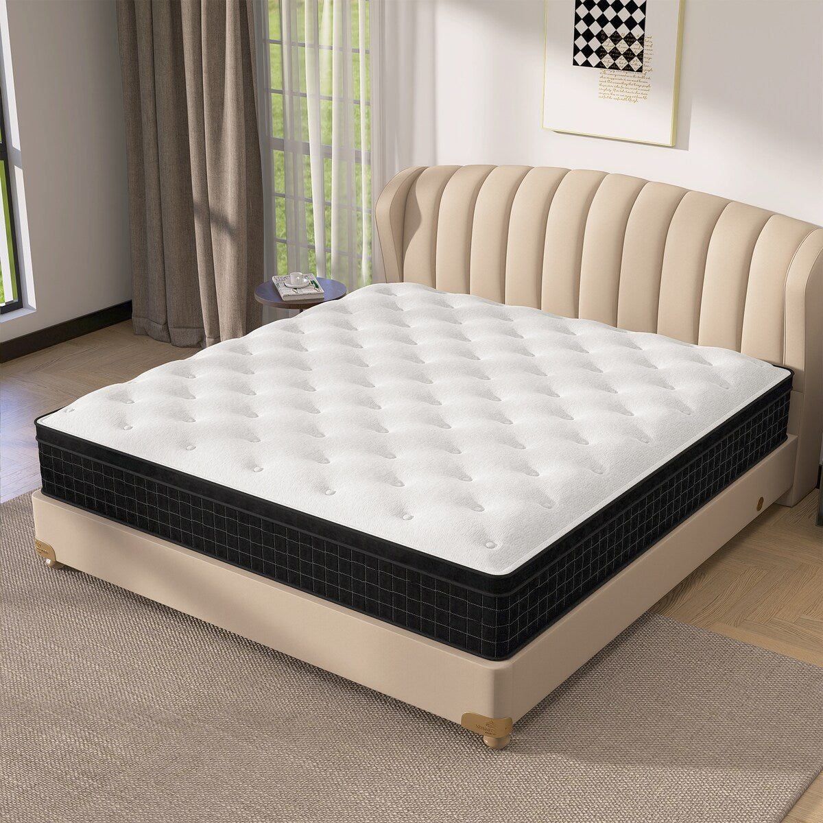 Matelas hybride mi-ferme à plateau-coussin de 14 po dans une boîte