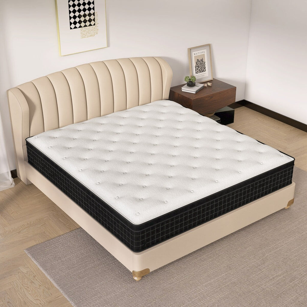 Matelas hybride mi-ferme à plateau-coussin de 14 po dans une boîte