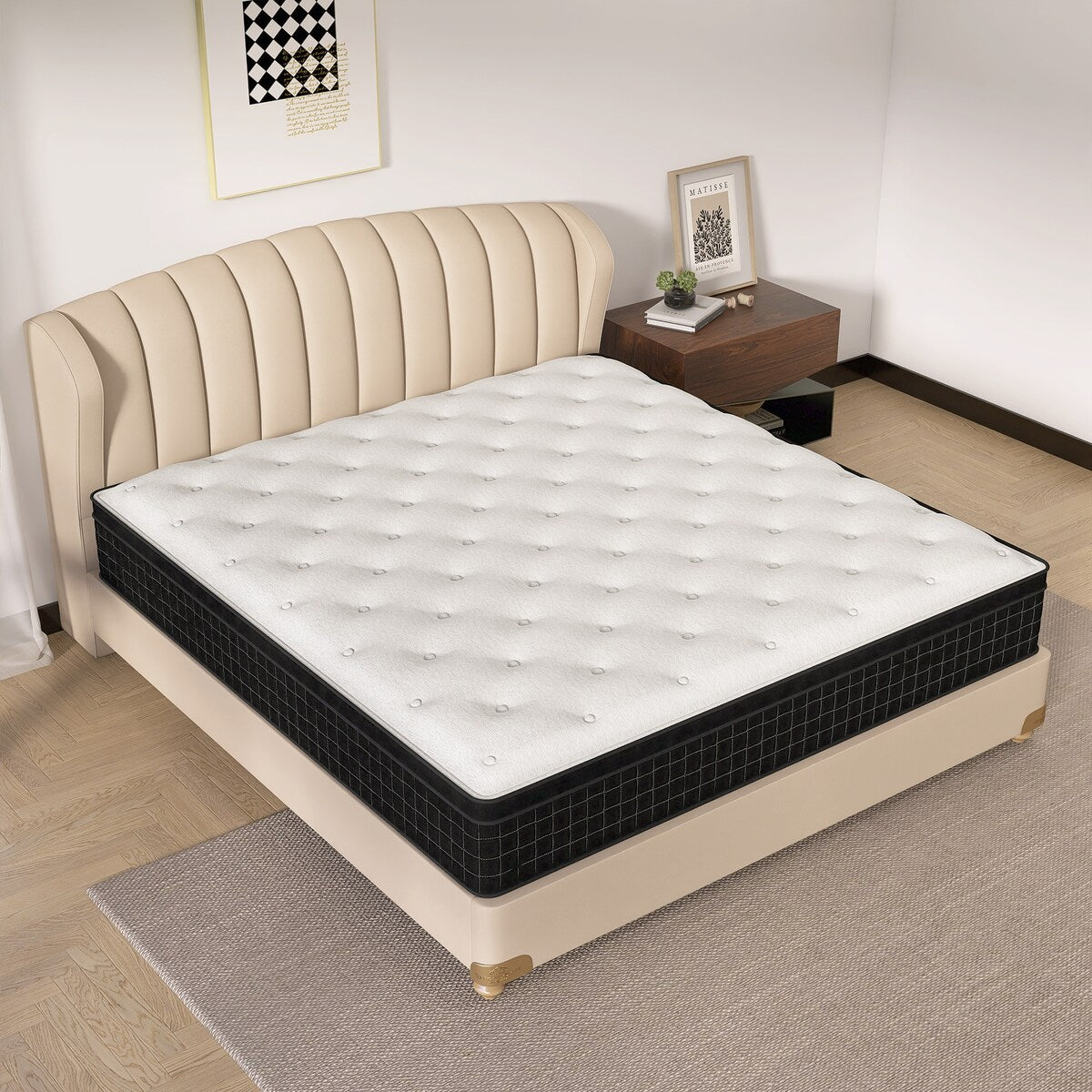 Matelas hybride mi-ferme à plateau-coussin de 14 po dans une boîte