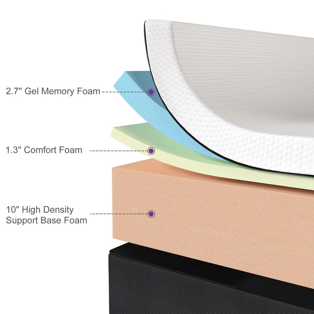 Matelas moelleux en mousse à mémoire de forme avec gel et garantie de 10 ans, certifié CertiPUR-US et sans bruit