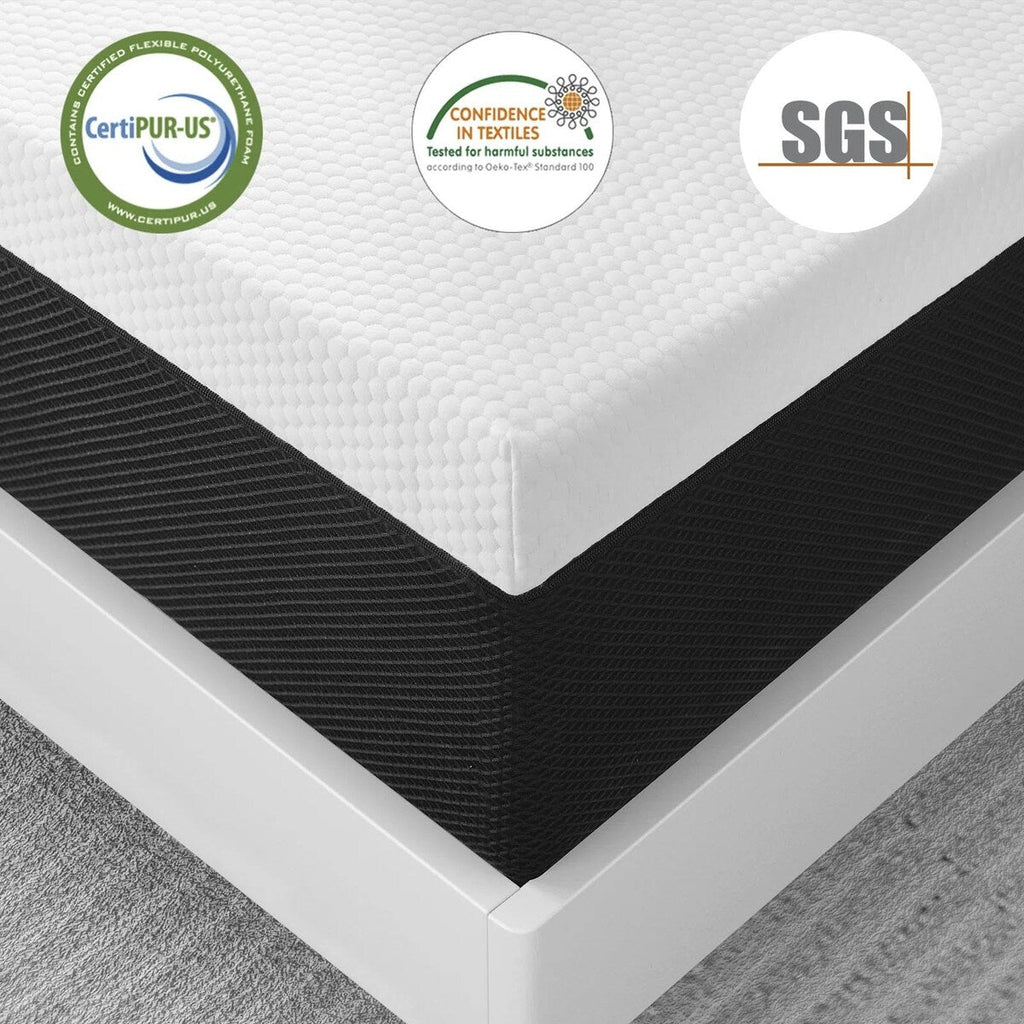 Matelas moelleux en mousse à mémoire de forme avec gel et garantie de 10 ans, certifié CertiPUR-US et sans bruit