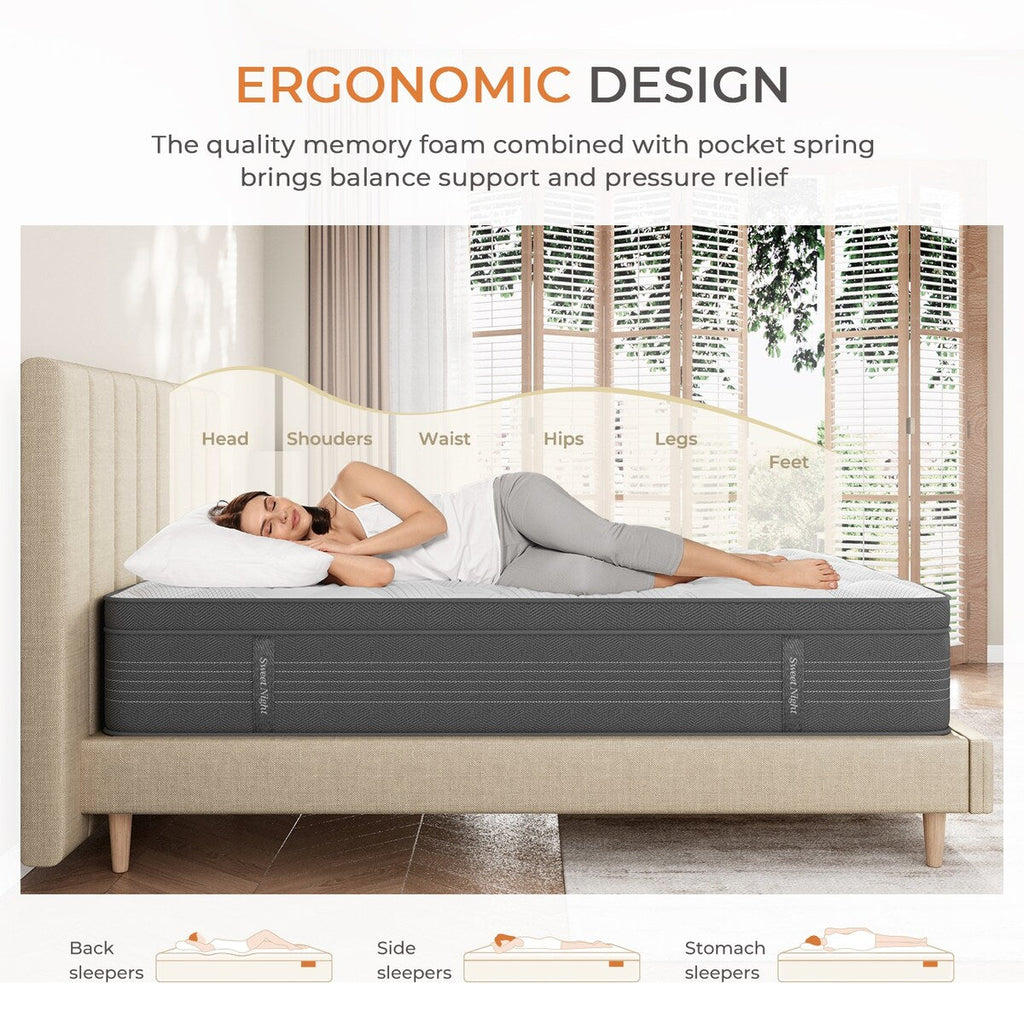 Matelas hybride en mousse à mémoire de forme de 14 pouces dans une boîte