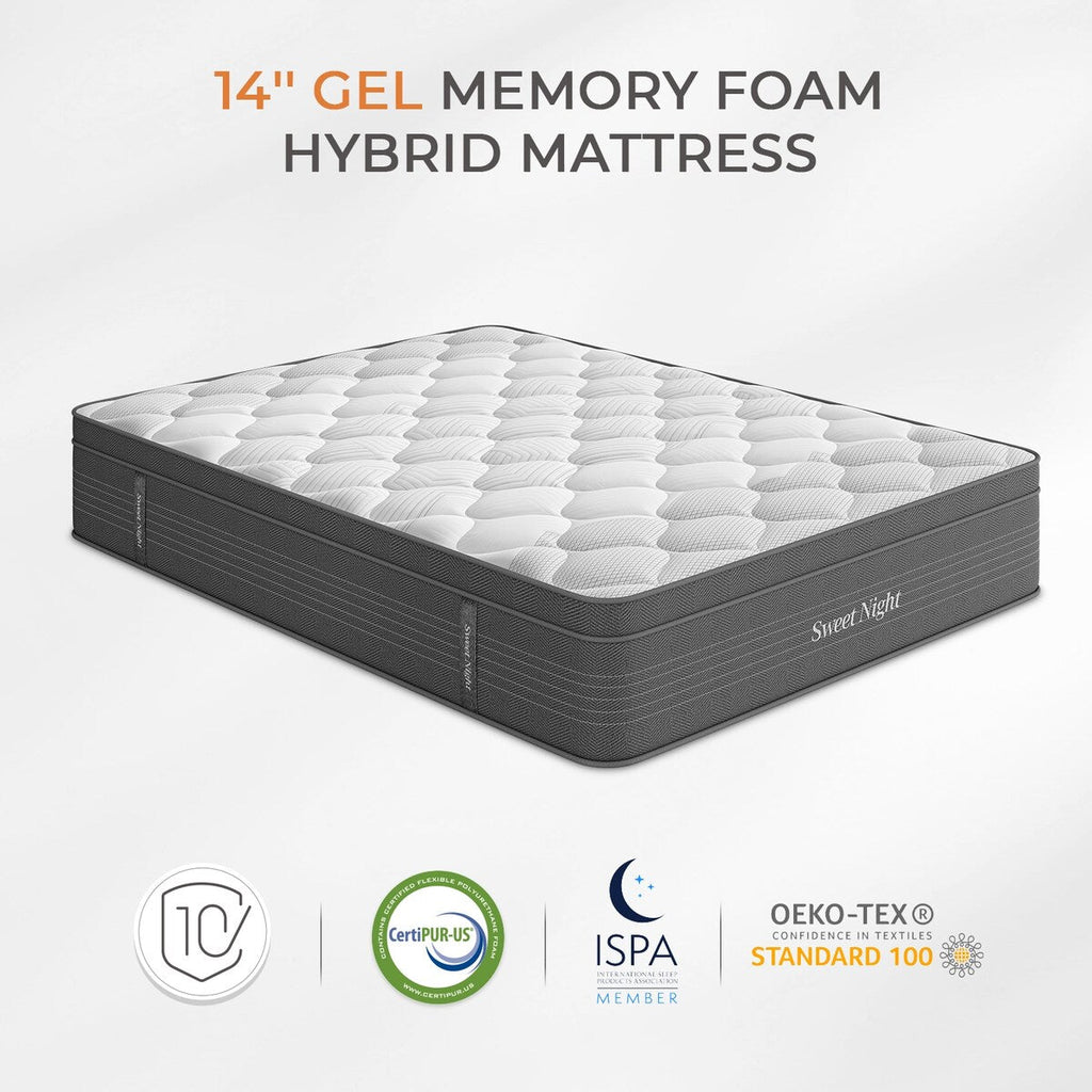 Matelas hybride en mousse à mémoire de forme de 14 pouces dans une boîte
