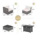 Ensemble de 15 meubles de patio en osier avec canapé, foyer et table