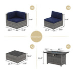 Ensemble de 15 meubles de patio en osier avec canapé, foyer et table