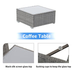 Ensemble de 15 meubles de patio en osier avec canapé, foyer et table