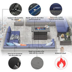 Ensemble de 15 meubles de patio en osier avec canapé, foyer et table