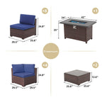 Ensemble de 15 meubles de patio en osier avec canapé, foyer et table