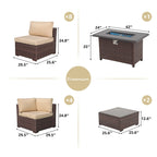 Ensemble de 15 meubles de patio en osier avec canapé, foyer et table