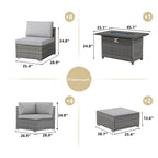 Ensemble de 15 meubles de patio en osier avec canapé, foyer et table