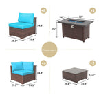 Ensemble de 15 meubles de patio en osier avec canapé, foyer et table