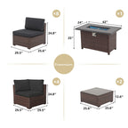 Ensemble de 15 meubles de patio en osier avec canapé, foyer et table