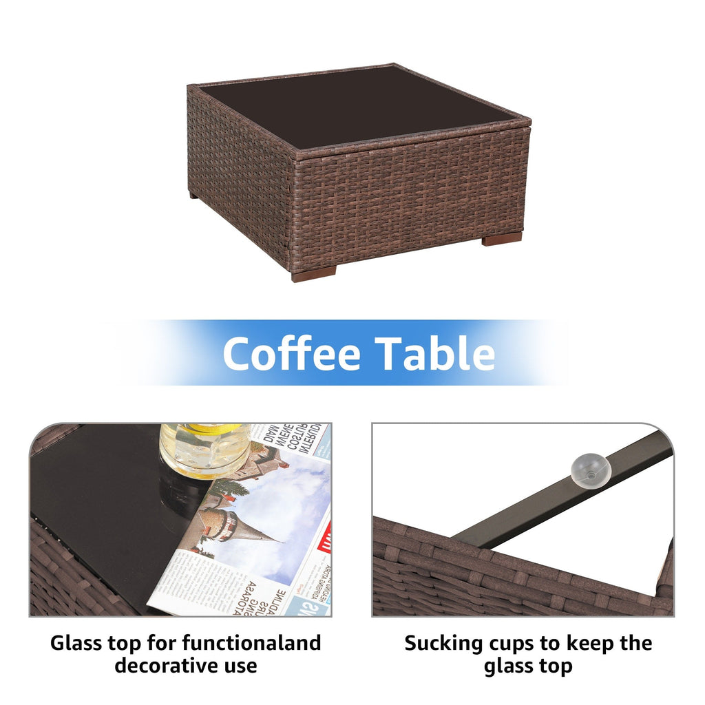 Ensemble de 15 meubles de patio en osier avec canapé, foyer et table