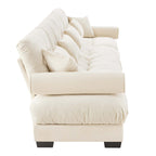 Canapé 4 places en velours 166 avec accoudoirs traversins et coussins en éponge haute résilience