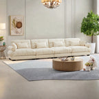 Canapé 4 places en velours 166 avec accoudoirs traversins et coussins en éponge haute résilience