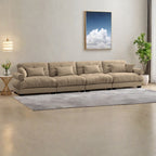 Canapé 4 places en velours 166 avec accoudoirs traversins et coussins en éponge haute résilience