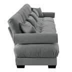 Canapé 4 places en velours 166 avec accoudoirs traversins et coussins en éponge haute résilience