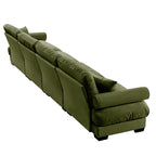 Canapé 4 places en velours 166 avec accoudoirs traversins et coussins en éponge haute résilience