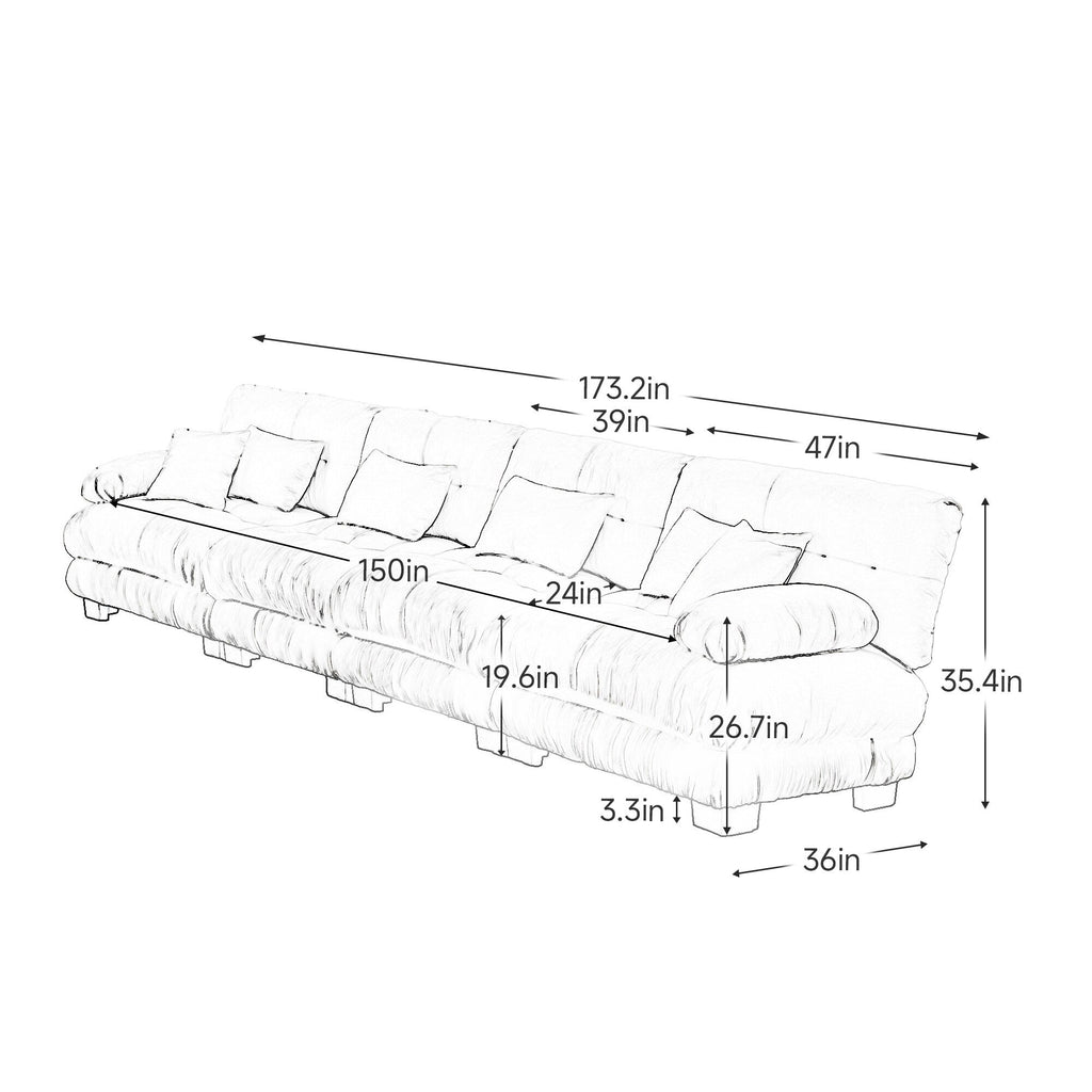 173.2 Chenille avec accoudoirs traversins, coussins en éponge haute résilience