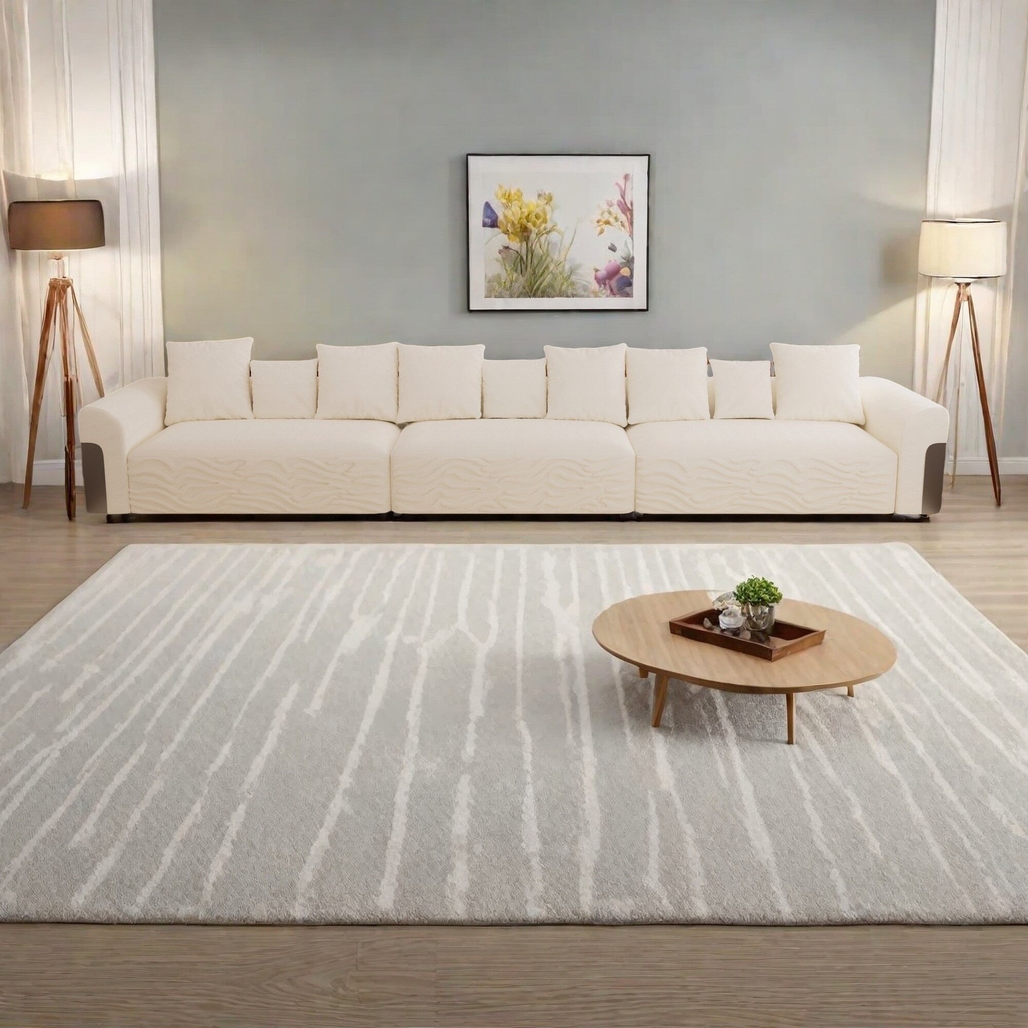 Canapé 6 places en tissu 179,5 avec assise profonde et confortable en forme de nuage avec oreillers