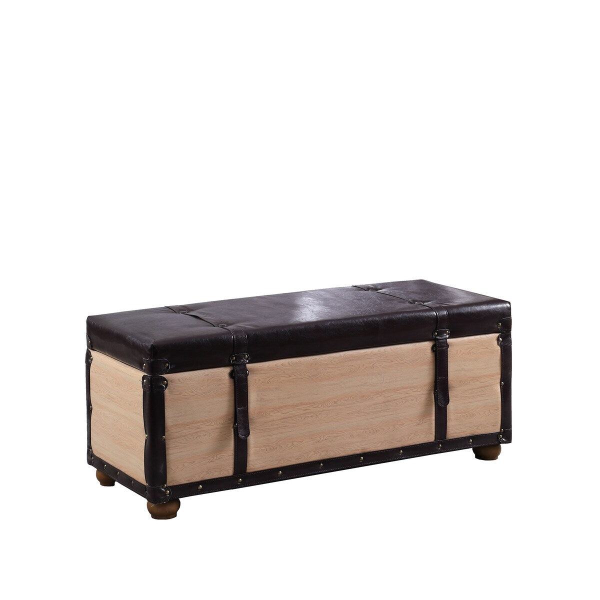 Banc rabattable en similicuir noir et marron clair naturel de 17 po