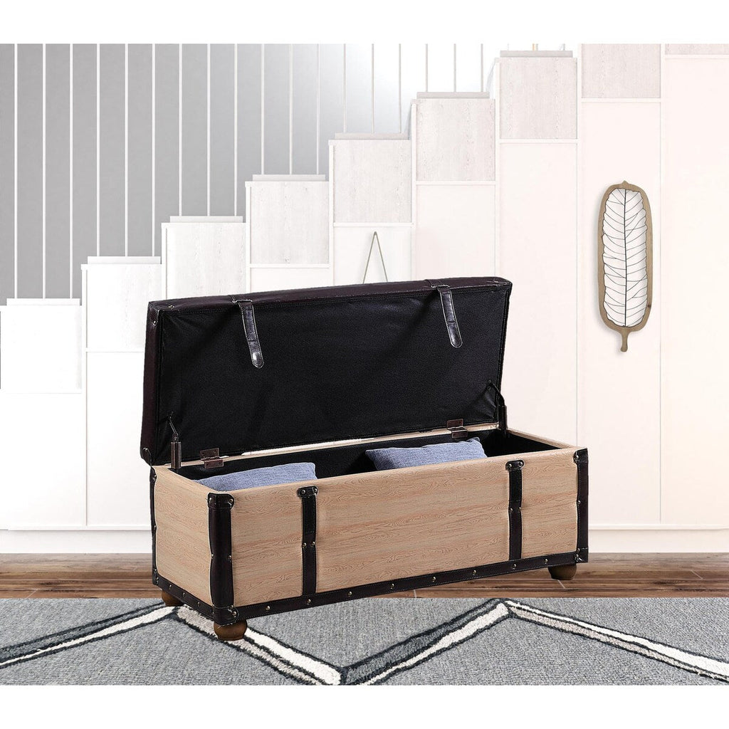 Banc rabattable en similicuir noir et marron clair naturel de 17 po