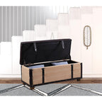 Banc rabattable en similicuir noir et marron clair naturel de 17 po