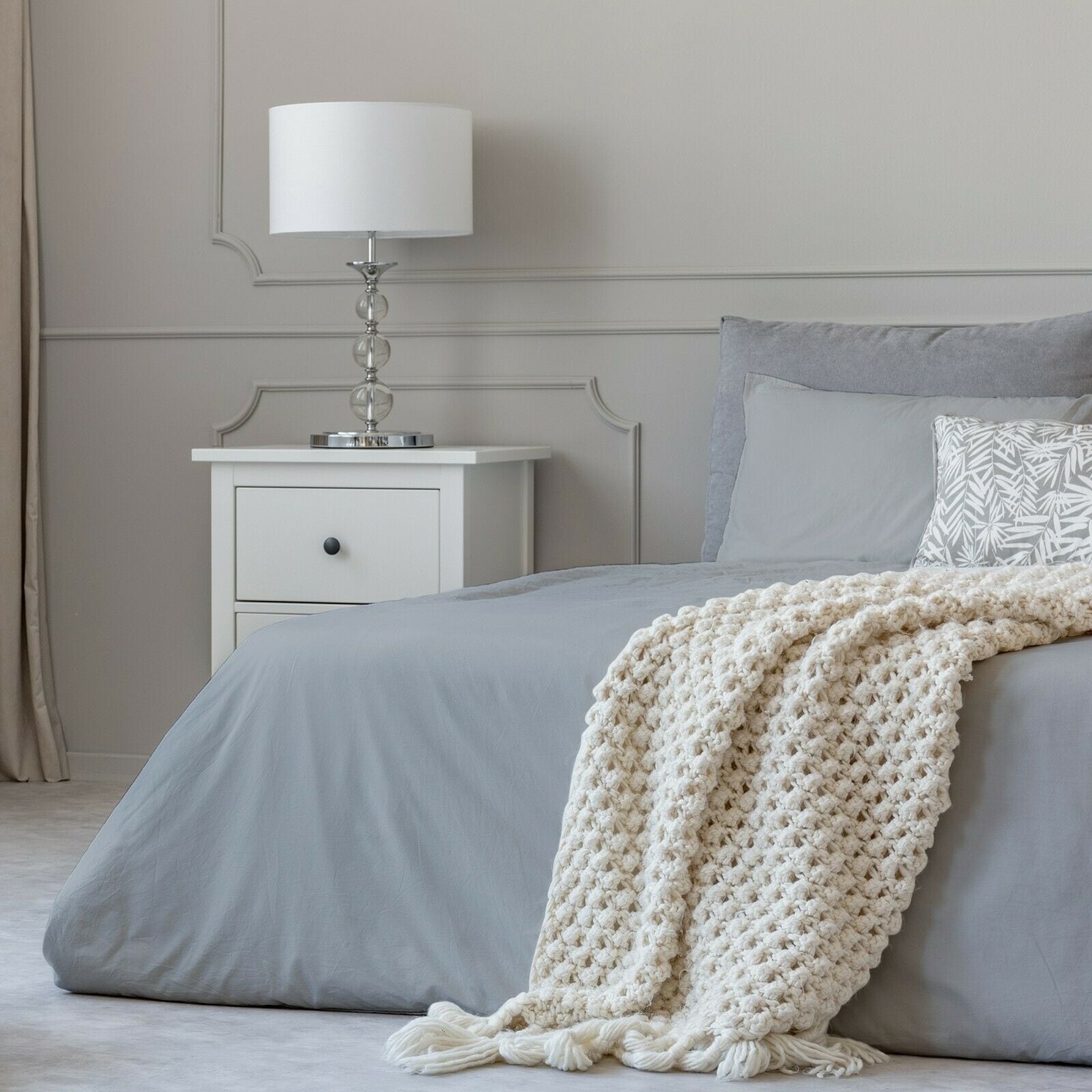 Parure de lit en coton 1800 fils avec draps et taies d'oreiller à poche profonde, toutes tailles