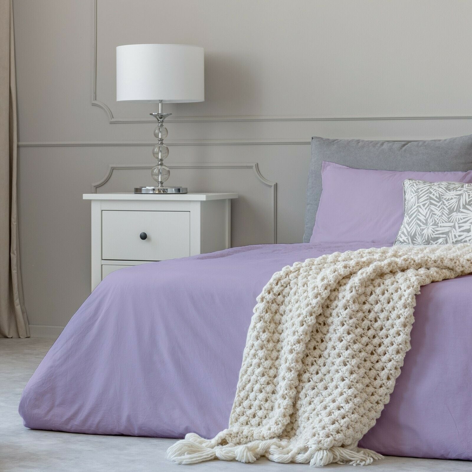 Parure de lit en coton 1800 fils avec draps et taies d'oreiller à poche profonde, toutes tailles